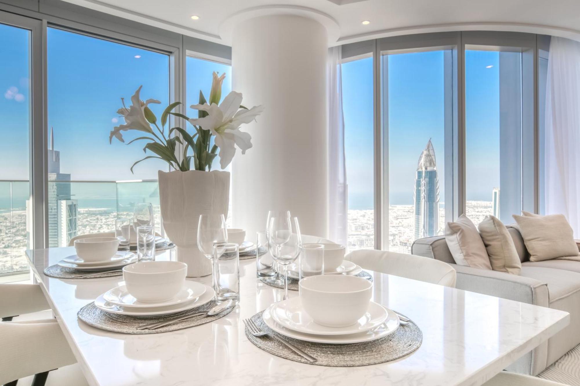 Daire Downtown Luxury - Stunning Burj Khalifa & Sea View - 5 Minutes Walk To Mall