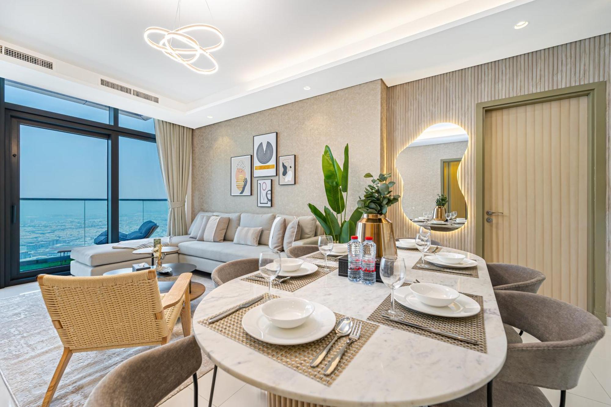 3 King Beds - 7mins To Mall - High Floor Sun Set And Sea View * Dubai