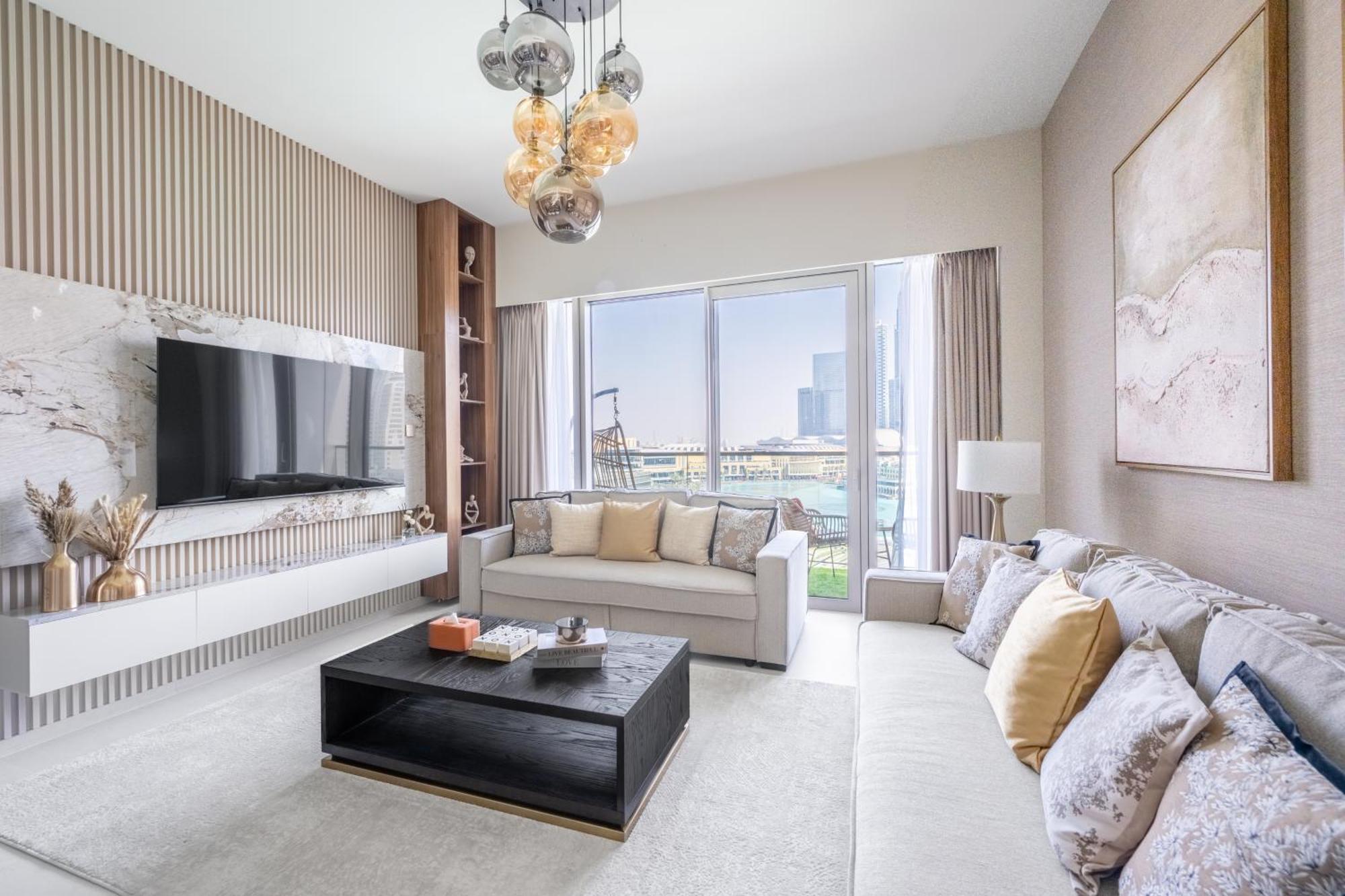 Hermes-style 2br, Full Burj Khalifa View - Infinity Pool - Full Fountain View Daire