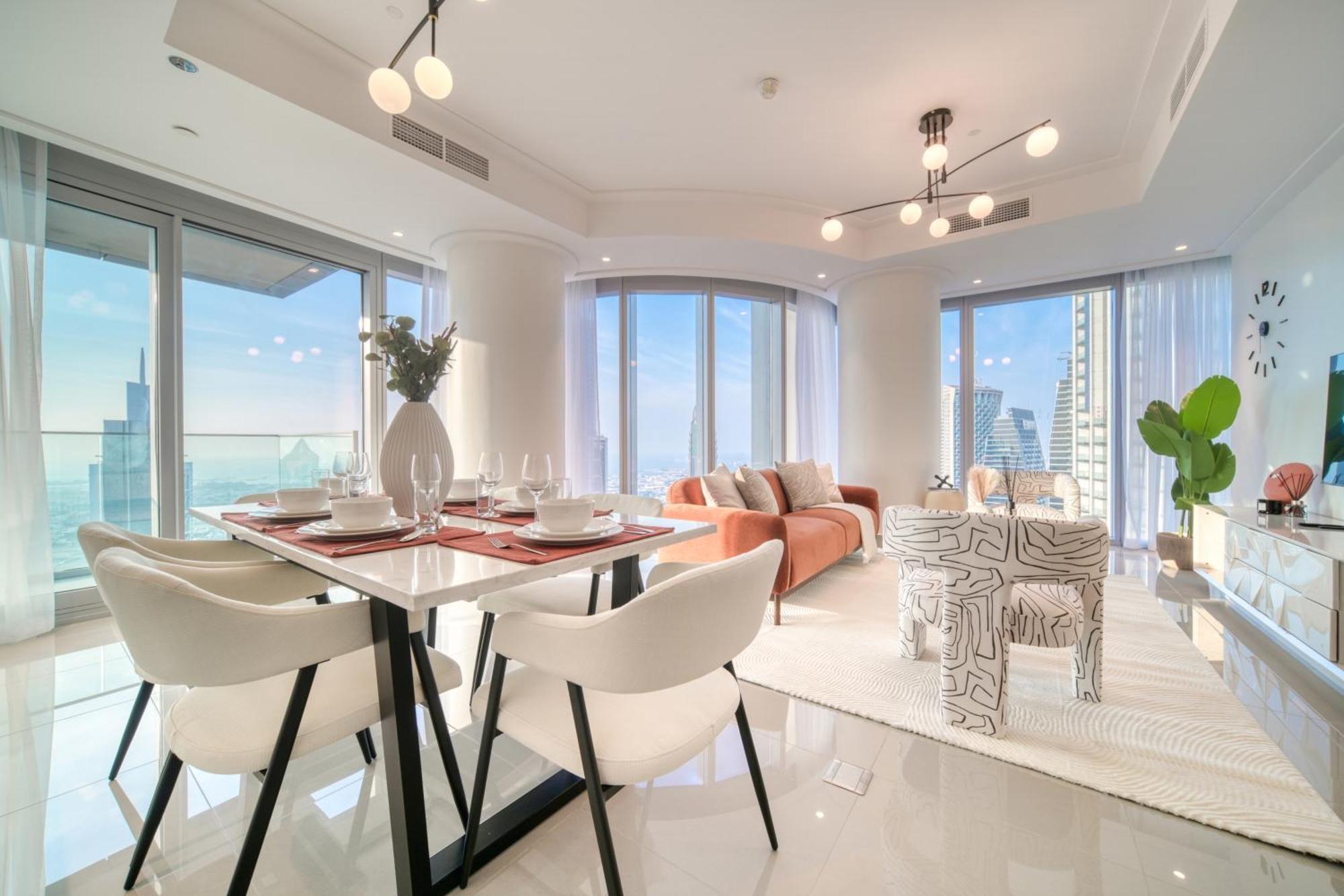 Downtown Luxury - Stunning Burj Khalifa & Sea View - 5 Minutes Walk To Mall Apartamento *