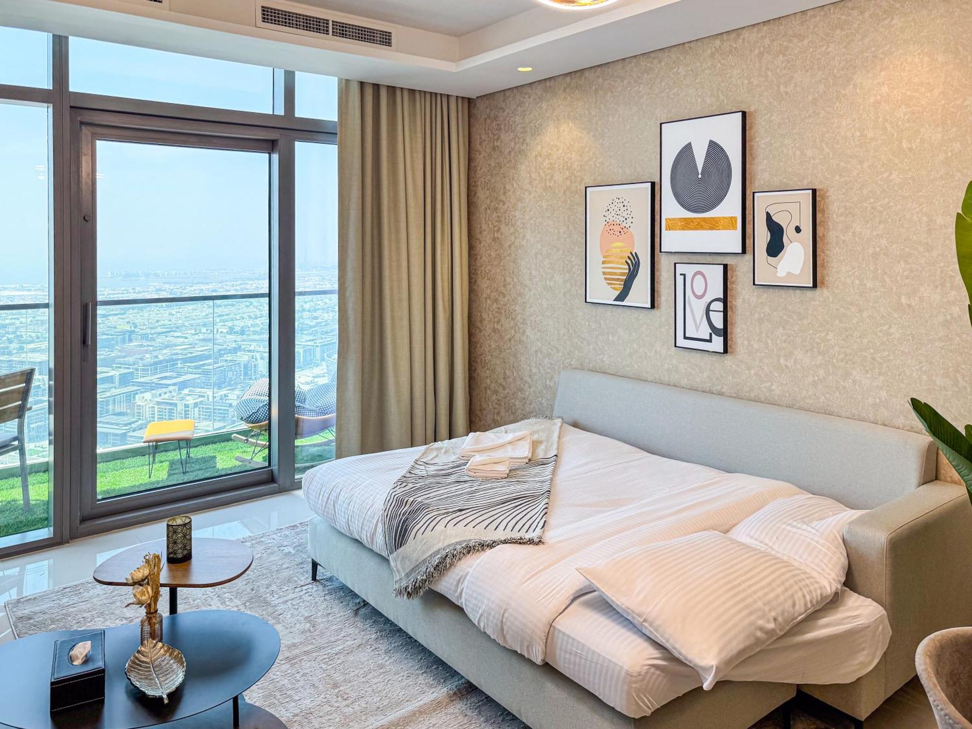3 King Beds - 7mins To Mall - High Floor Sun Set And Sea View * Dubai