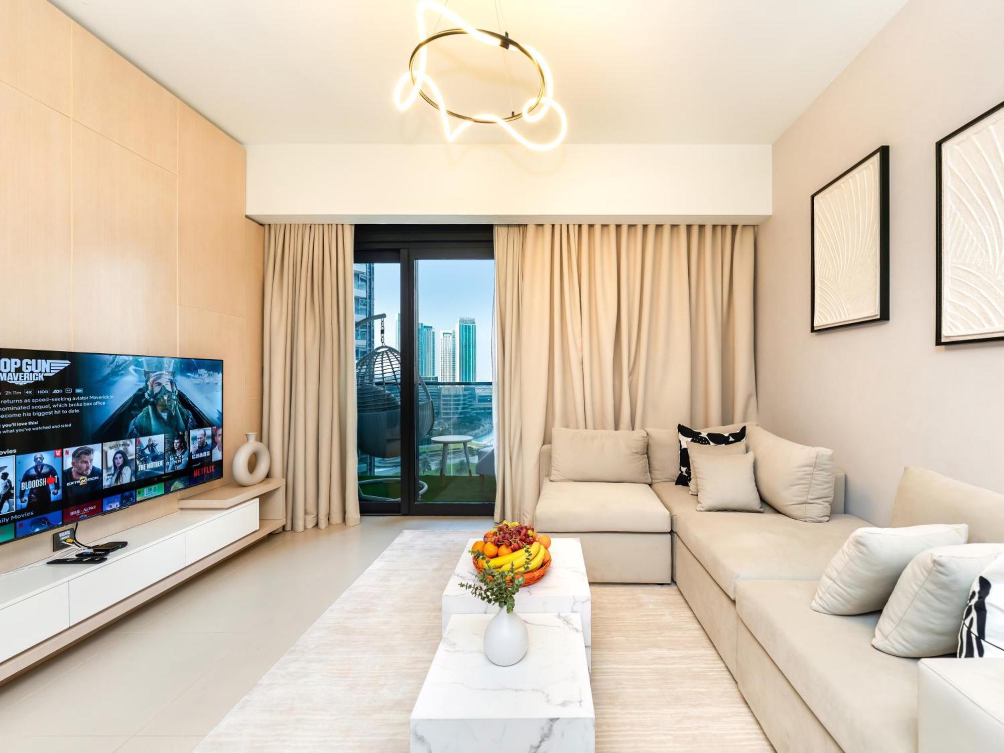 Daire Exquisite 2 Bedroom I Burj Khalifa & Fountain Views I Free Gym, Pool, Parking, Wi-fi And Ps5 I By Skyline Serenity