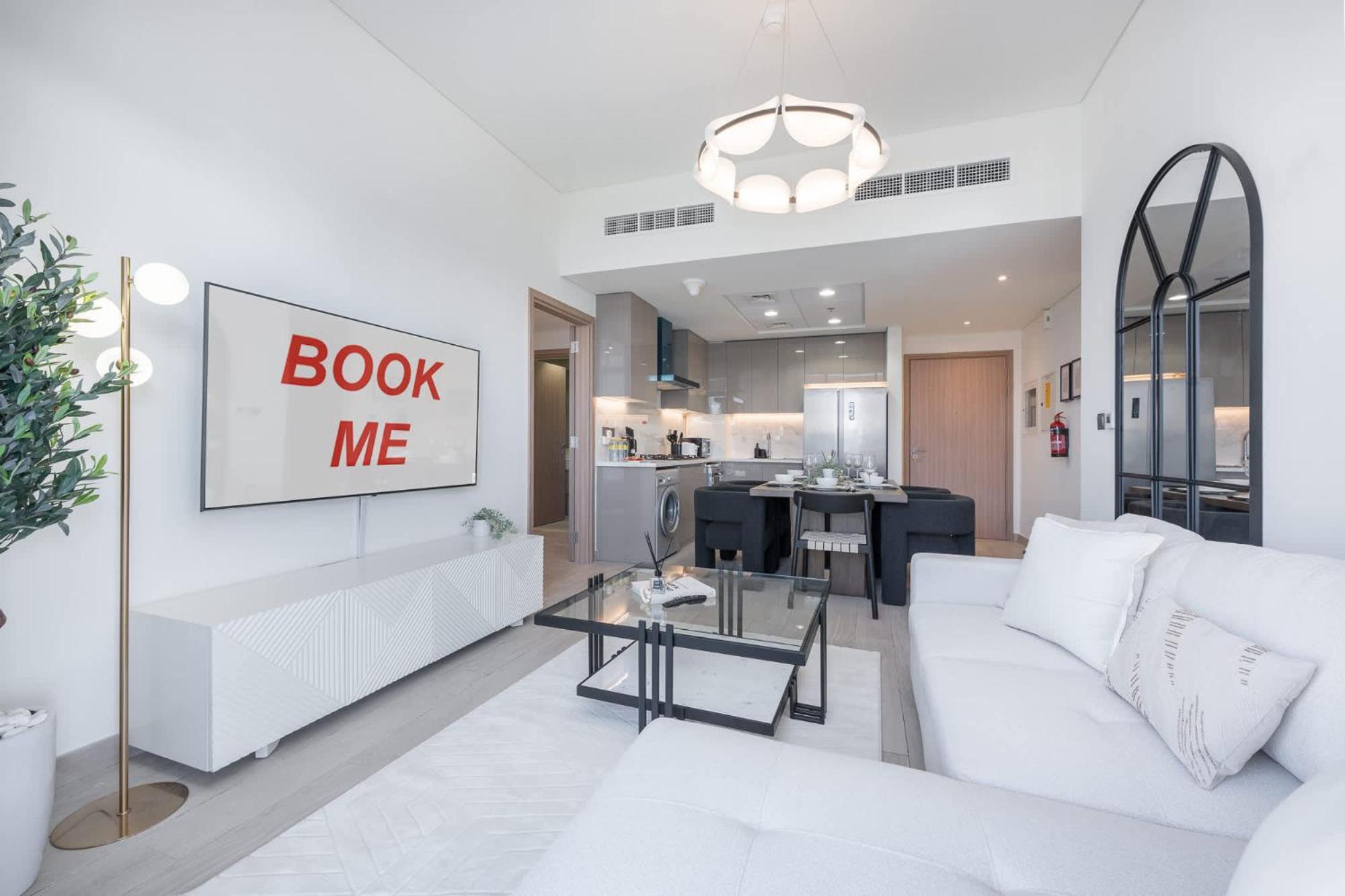 Bright And Elegant 3-bedroom Escape Perfect For Families In Meydan Apartamento Dubai