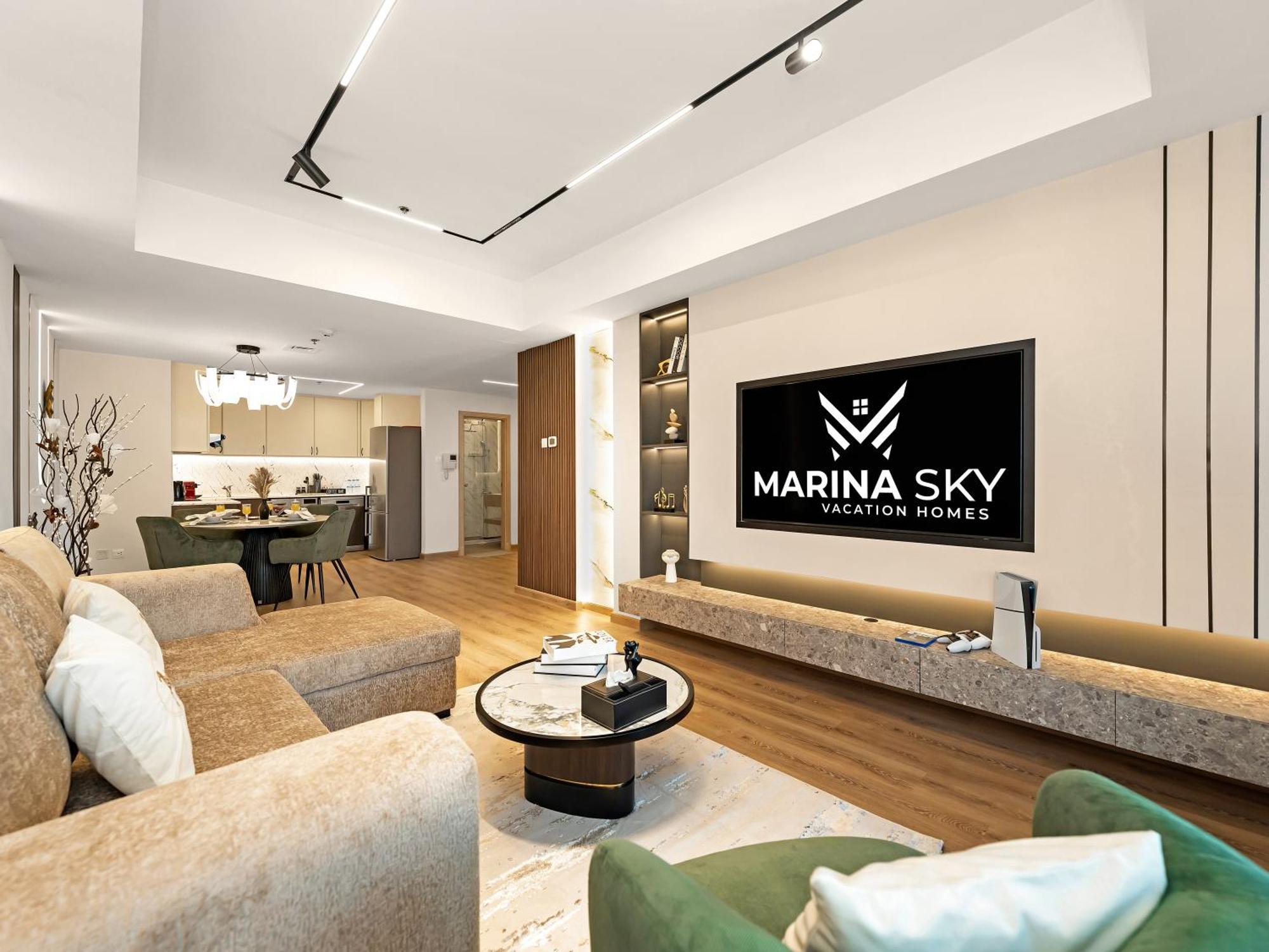 Apartment Lux New 2 Bhk - Full Sea View - Marina - 5 Min To - 100 Metres To Tram Dubai