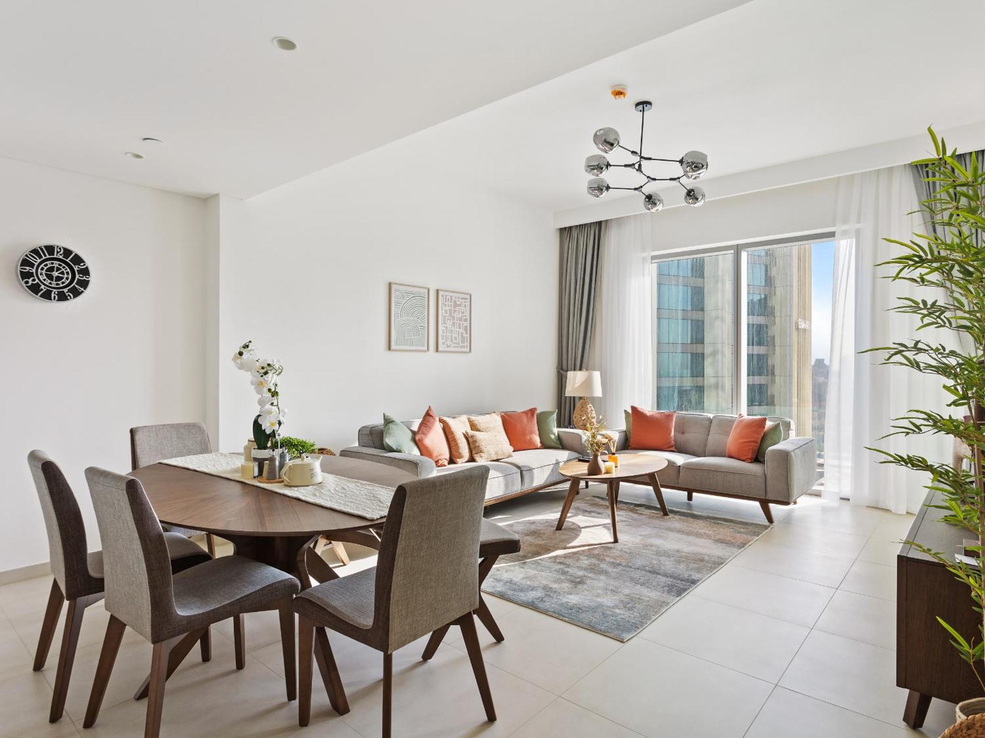 Daire Skyline 3bdr 1guest With Burj Khalifa & Fountain View Dubai