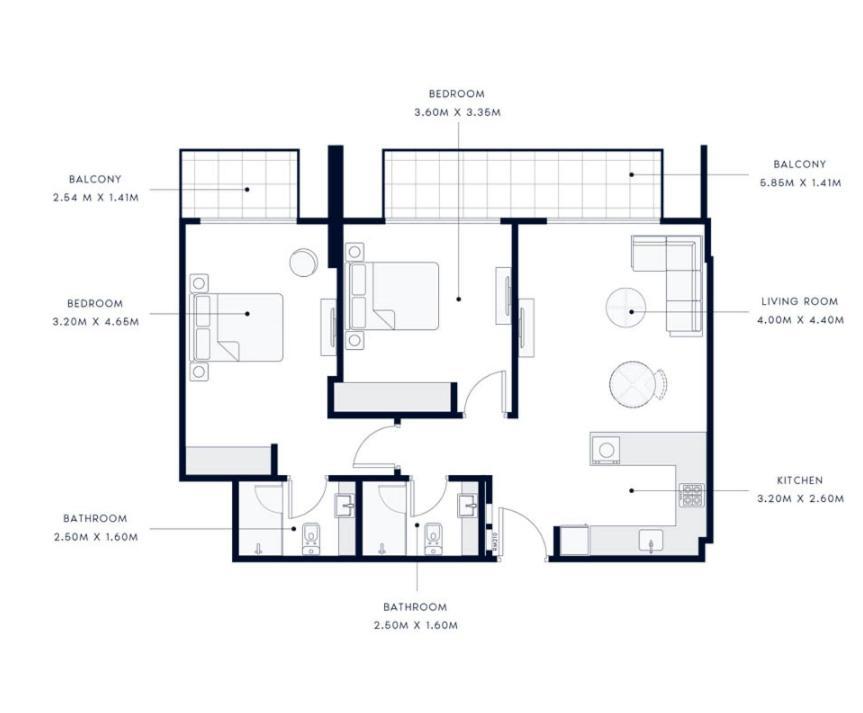 Apartment Modern And Peaceful 2 Bedroom In Amber By Azizi Dubai