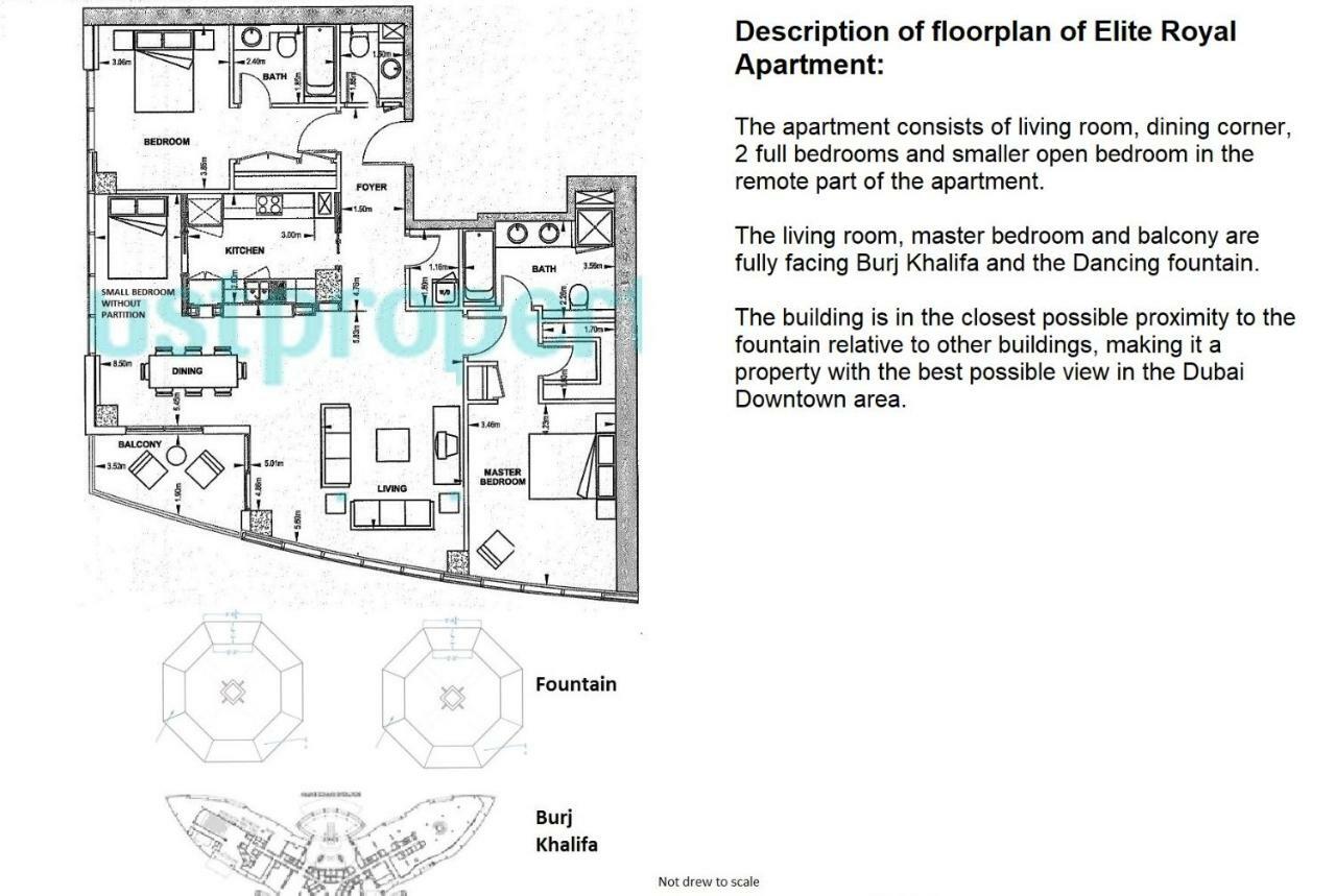 Elite Royal - Full Burj Khalifa & Fountain View - Opal - 2 Bedrooms 1 Open Bedroom Without Partition Dubai