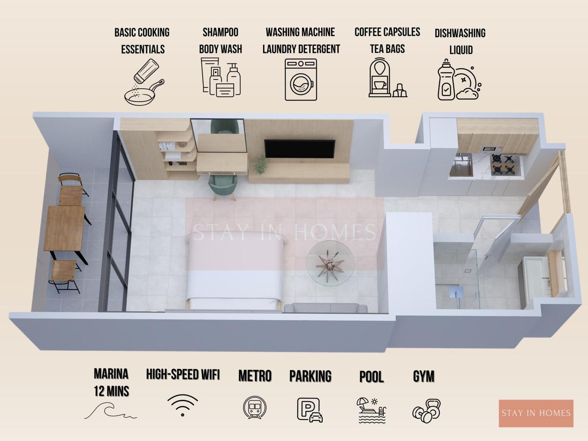 Apartment Al Furjan By In Homes - Marina 12min - Self Checkin - Metro - Parking Dubai
